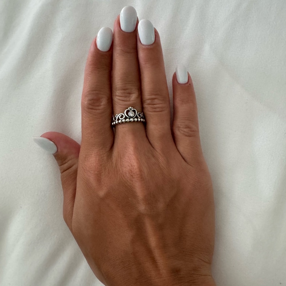 Princess Tiara Crown Ring With Stackable Ring - image 7
